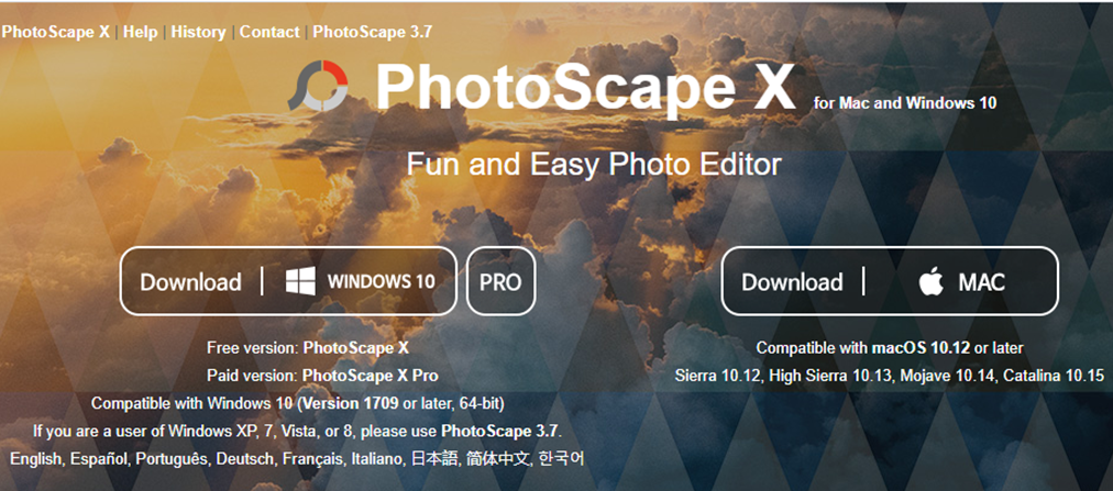 PhotoScape X landing page