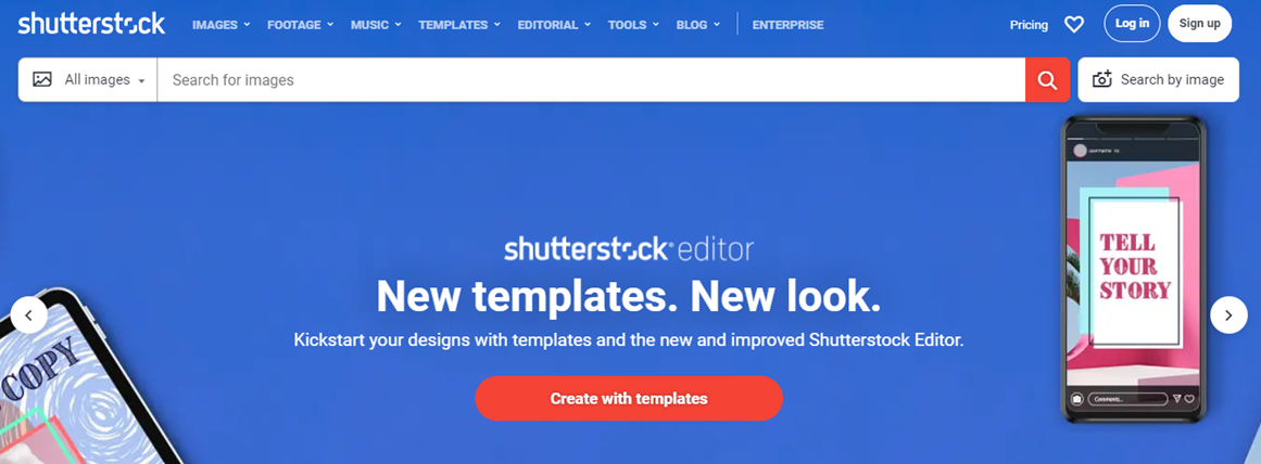 Shutterstock landing page