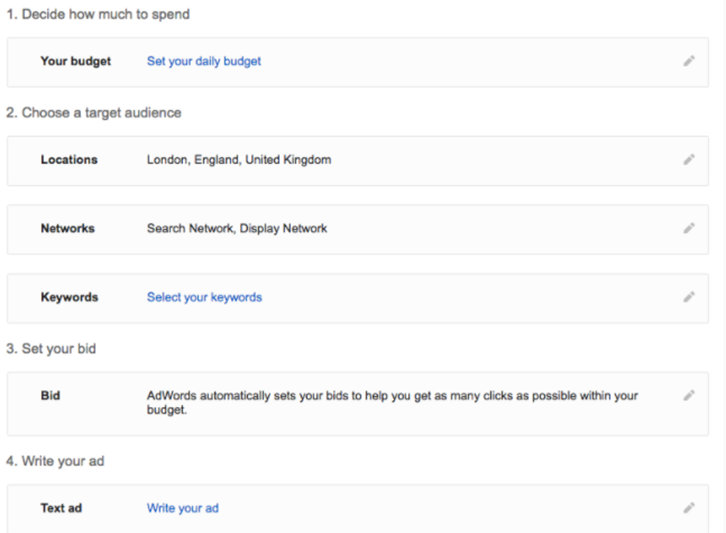 Google Ads campaign specs