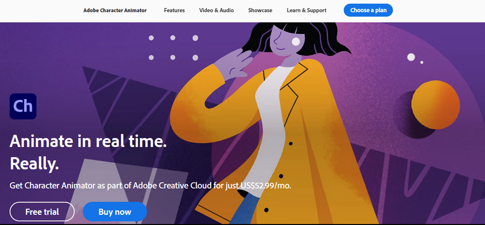 Adobe Character Animator homepage